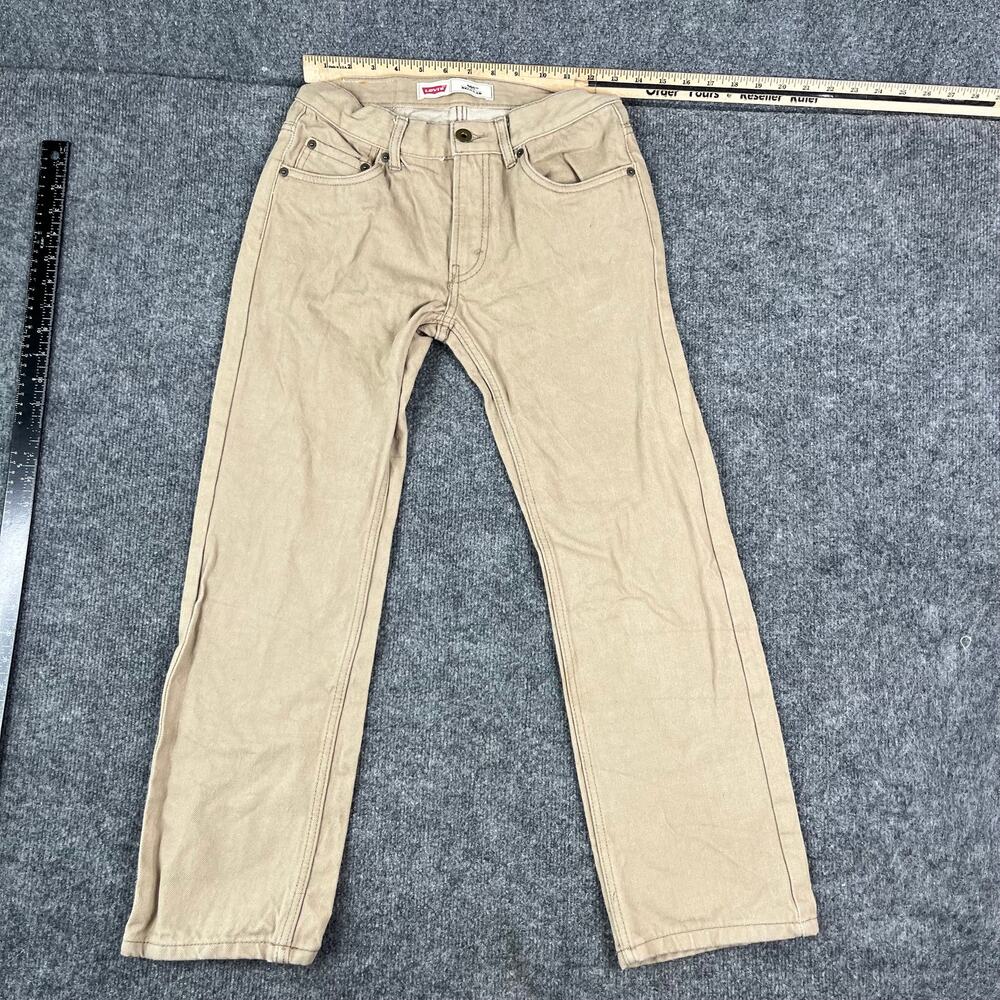 Levis 505 Jeans Boys Size 12 Beige Straight Leg Classic Denim Pants